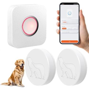 Imagem de YisTech Campainha inteligente para cães para treinar o penico para sair, campainha WiFi para cães, campainha de cachorro sem fio com aplicativo de telefone, botão de toque à prova d'água com alcance