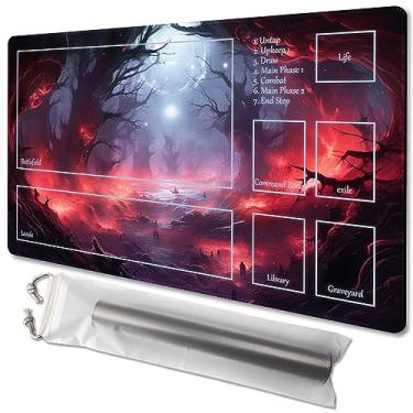 Imagem de MTG Playmat Size 24x14in Free Storage Bags Non-Slip Backing Printing, Ideal for Card Game Enthusiasts TCG Playmat Mouse Pad (with Zone,Ashes of The Fallen)