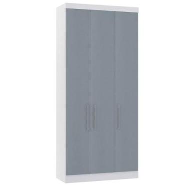 Imagem de Guarda-roupa Modulado 101,5cm 3 Portas Alpes Luciane, Branco/Grey Sky