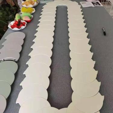 Imagem de Mesa De Jantar Giratória 360° Trem De Servir Comida Trem De Sushi Para Mesas Retangulares Longas E Oblongas Festas E Encontros, White, 100cm/3.3ft