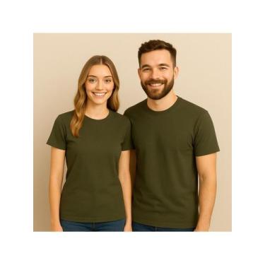 Imagem de KiT 2 Camisetas Casal 100% Algodão 30.1 - NoBrand, Verde militar, G/GG