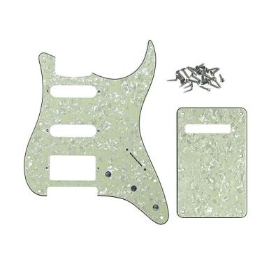 Imagem de ROZILO Conjunto de 11 furos verde menta pérola Strat HSS Pickguard para guitarra Fender EUA/México, peça de guitarra Stratocaster padrão