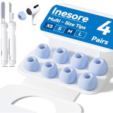 Imagem de 4 pares de pontas auriculares de substituição para AirPods Pro 2ª/1ª geração com caixa de armazenamento portátil, orifício de redução de ruído com tela protetora de poeira integrada, pontas