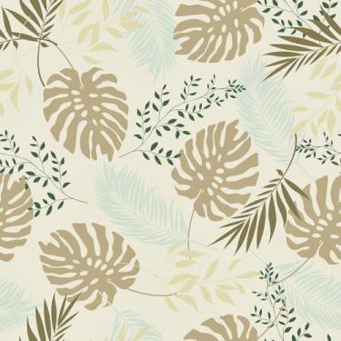 Imagem de EPPKILY Papel de parede de folha marrom claro tropical botânico descascar e colar papel de parede marrom palmeira autoadesivo à prova d'água papel de contato para paredes quarto prateleira forro