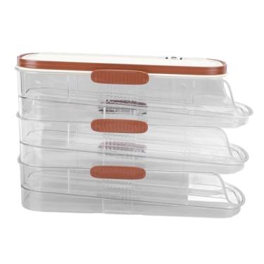 Imagem de 3 Camadas Automático Rolamento de ovo Caixa de ovo Ovo O ovo de ovo de ovo de ovo com tampa para geladeira cozinha cozinha durável alimento grau de pet pp (Linha única)