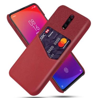 Imagem de Capa para Xiaomi Redmi K20,Tela e tampa de couro PU,Antideslizante,360°cobertura completa à prova de choque com 1 slot de cartão atrás,Prevenção de queda-Red