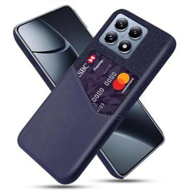 Imagem de Capa para Xiaomi 14T PRO,Tela e tampa de couro PU,Antideslizante,360°cobertura completa à prova de choque com 1 slot de cartão atrás,Prevenção de queda-Blue