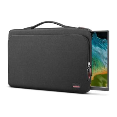 Imagem de Capa para monitor portátil de 16,1/15,6 polegadas, capa protetora para laptop de 15,6 polegadas com alça de poliuretano, bolso grande para acessórios e resistente à água para bolsa de monitor de