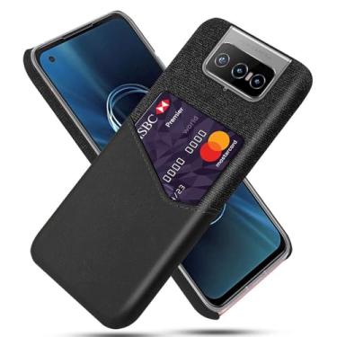 Imagem de Capa para Asus Zenfone 8 Flip,Tela e tampa de couro PU,Antideslizante,360°cobertura completa à prova de choque com 1 slot de cartão atrás,Prevenção de queda-Black