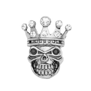 Imagem de Broche de coroa de cabeça de caveira para mulheres homens punk design strass cristal lapela broche personalizado boutonniere gótico roupas vintage chapéu bolsa acessórios festa de Halloween bijuteria