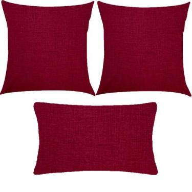 Imagem de Kit 3 Almofadas Composê Liso Marsala Impermeável - Sua Casa Decor