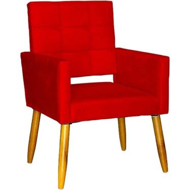 Imagem de Poltrona Decorativa Para Sala Recepção Isa Suede Cores Pé Palito Castanho