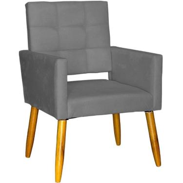 Imagem de Poltrona Decorativa Para Sala Recepção Isa Suede Cores Pé Palito Castanho