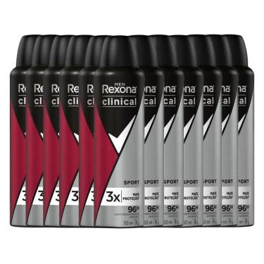 Imagem de Kit Desodorante Antitranspirante Aerosol Rexona Clinical Men Sport 150ml - 12 Unidades