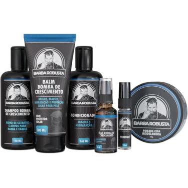 Imagem de Barba Robusta Kit Prime Barba Robsuta com Shampoo Condicionador Balm Óleo Perfume e Pomada Produtos para Cuidados de Barba com Ativos que Estimulam o Crescimento