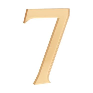 Imagem de HASWARE Número de casa autoadesivo de 10 cm - à prova d'água e resistente ao clima - fácil instalação para porta postal de caixa de correio doméstica (ouro, 7)