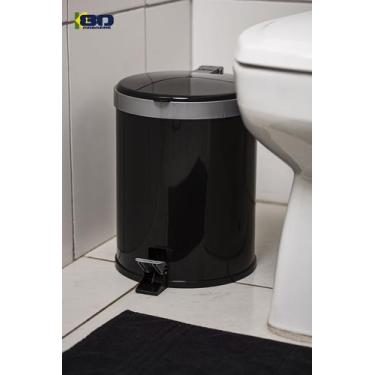 Imagem de Lixeira Preta 12 Litros Pedal em Polipropileno Anti odor Resistente - 