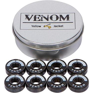 Imagem de Jaqueta amarela Premium Skateboard Bearings – Revestimento de titânio, bolas de cerâmica – Pro Longboard – Alta velocidade, precisão para skates, longboards, skates, patins, Black Venom