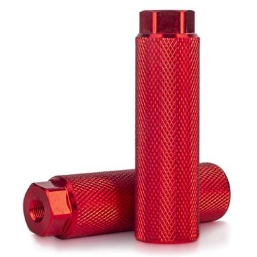 Imagem de KINSPORY 2 peças de pinos de bicicleta para eixos de 9,5 cm, pinos de bicicleta antiderrapantes de liga de alumínio BMX para bancos traseiros de mountain bike pegs de ciclismo - vermelho