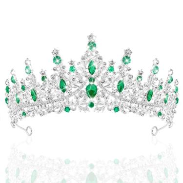 Imagem de TAROSE Coroas para mulheres e meninas, tiaras de cristal para mulheres, coroa de rainha, acessórios de cabelo para noiva/Halloween/formatura/aniversário/festa/cosplay/fantasia, Liga metálica/strass