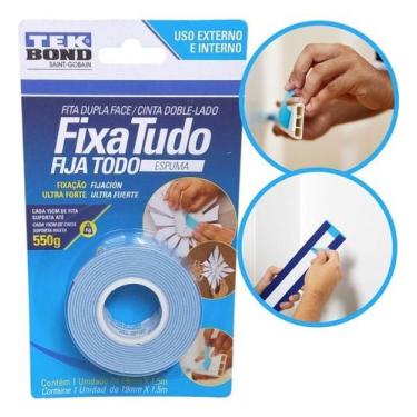 Imagem de Fita Fixa Tudo Dupla Face Espuma Uso 19mm X 1,5m Tekbond