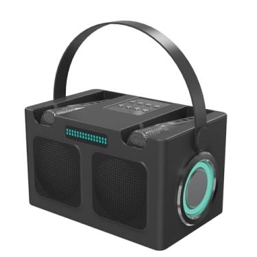Imagem de Máquina de karaokê profissional com som surround 360°: alto-falante Bluetooth portátil com luzes LED sincronizadas com música, 4 horas de reprodução, microfones duplos para duetos sem eco - perfe