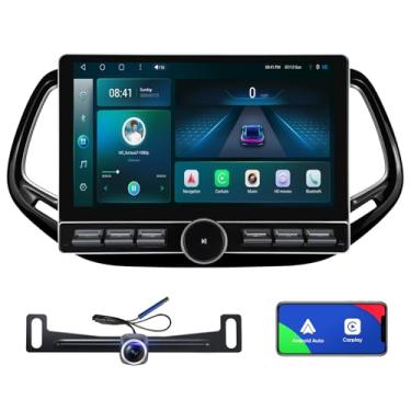 Imagem de Rádio de atualização estéreo para carro Android para Jeep Compass 2017-2020 Kit de instalação de substituição DSP Auto estéreo sem fio CarPlay Navegação GPS com botão de botão (6G + 64G)
