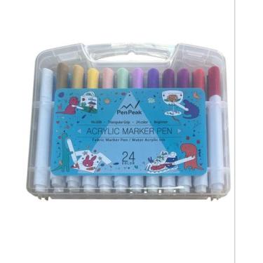Imagem de Canetinhas Colorida Caneta Marcadora Ponta dupla Colorido Mark Pen 24,