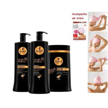 Imagem de Kit haskell cavalo forte sh cond 1 lt / masc 900g tratamento salão nov