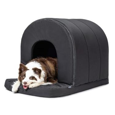 Imagem de PELZIN Casa de cachorro ortopédica – abrigo para cães à prova d'água ao ar livre com varanda – casa interna para animais de estimação com espuma de ovo – resfriamento – lavável na máquina – ideal para