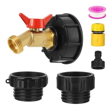 Imagem de Adaptador de mangueira tote IBC 275-330 galões, entrada NPT macho de 3/10.2 cm × 3/10.2 cm conector de mangueira de jardim torneira de mangueira de latão rosqueado GHT, adaptador tote IBC de 3