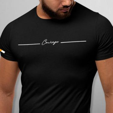 Imagem de Camiseta Masculina Estampada Coragem 100% Algodão Premium - ALPHA WEAR