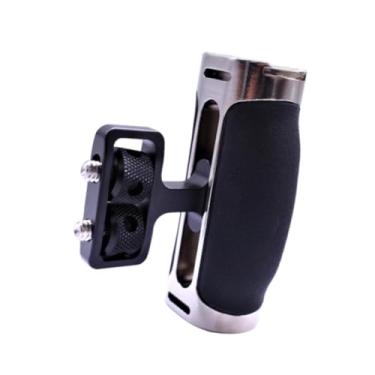 Imagem de Generic Gaiolas da câmera alça lateral garra de mão universal sem deslizamento slicone 1/4 "thread com montagem de sapato frio para fotografia, Preto Prateado