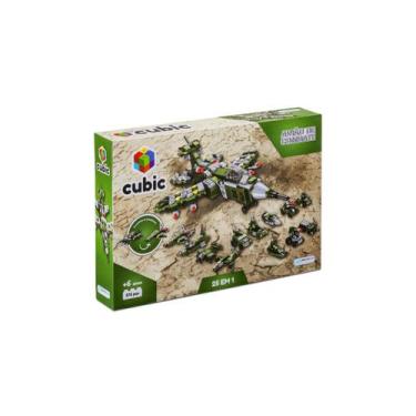 Imagem de Blocos Cubic Avião De Combate 576 Peças Multikids - Br1620