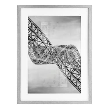 Imagem de Stupell Industries Impressão emoldurada cinza de ferro torcido surrealista sob o vidro por Robin Vandenabeele, 23 x 17