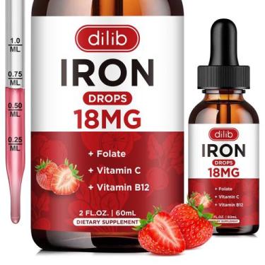 Imagem de Suplemento líquido de ferro dilib Iron Drops 60mL para mulheres e home