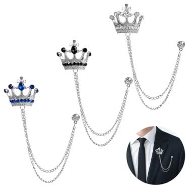 Imagem de GYGYL Broche masculino de cristal com correntes, alfinetes de lapela para decoração de camisa masculina clipes de metal feminino smoking gravata chapéu cachecol, Zinco, Sem Pedra Preciosa