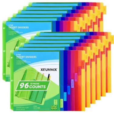Imagem de Divisórias de encadernação XRUNMIX de 8 abas com bolsos para encaderna