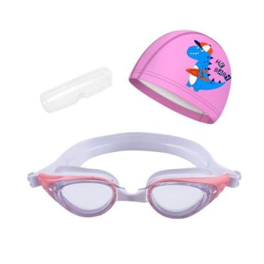 Imagem de Kit Óculos, Estojo e Touca de Natação Infantil Hero Band, Branco rosa 