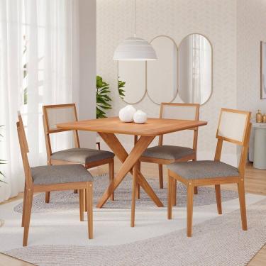 Imagem de Conjunto Sala de Jantar Cacau sem Vidro com 4 Cadeiras Encanto Cinamomo/ Grafite