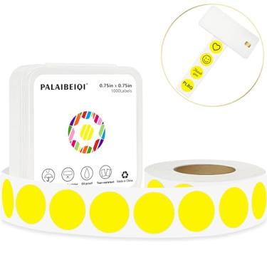 Imagem de PALAIBEIQI Rolo De Etiquetas Térmicas Redondas 3/4" Com Círculos Coloridos 0,75" Para Impressão, Codificação Cores Amarela Autoadesiva Escritório, Sala Aula, 1000 Unidades