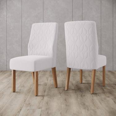 Imagem de Kit Conjunto 2 Cadeiras para Mesa Sala de Jantar Cozinha Ayla Estofada MDF Madeira Cinza Gelo