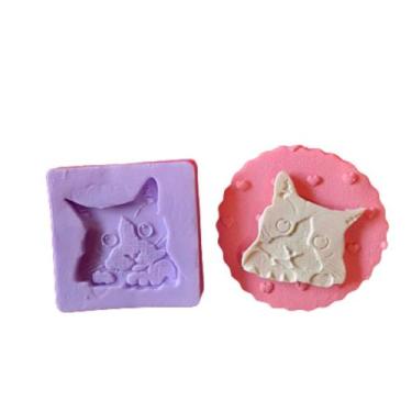 Imagem de F851 molde de silicone rosto gato confeitaria artesanato - confeitaria