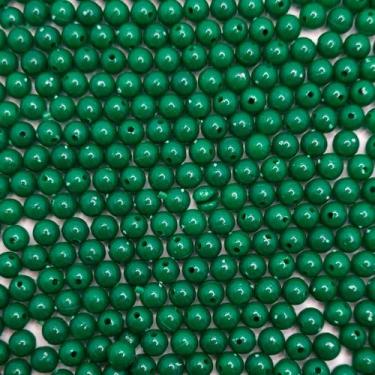 Imagem de Miçanga Passante Bola Lisa Plástico Verde Escuro 6mm 100pçs 15g - Maca