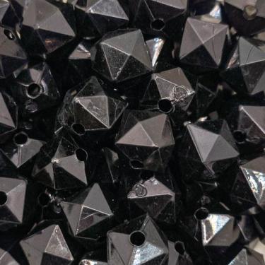 Imagem de Miçanga Passante Cubo Sextavado Plástico Preto 13mm 50pçs 50g - Macall