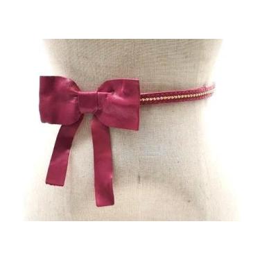 Imagem de Cinto feminino fino couro com metal laço vestido GR128 - Barão Do Cour