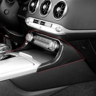 Imagem de YOUTOOCAR Capa de moldura de acabamento de interruptor de chave de saída de ar condicionado estilo fibra de carbono compatível com acessórios KIA Stinger 2017-2023