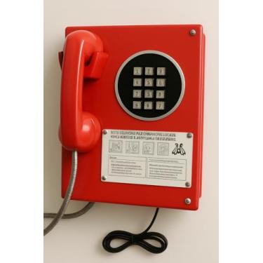 Imagem de Orelhão Telefone Interfone Público Retrô Antigo Vintage, Discagem Digital com Teclado Metálico, (Vermelho)