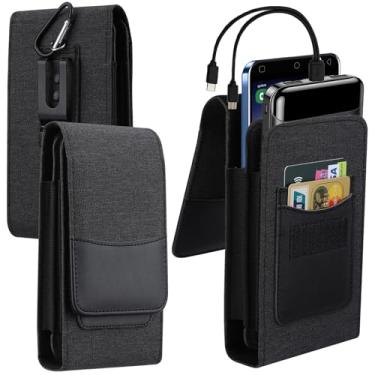 Imagem de Ranyi Capa para celular Google Pixel 10/9 Pro Fold/Pixel 10/9 Pro XL/Pixel 10/9/8/7 Pro/Pixel 9a 8a 7a com suporte de carregador portátil, coldre de telefone duplo vegano com clipe de cinto e suporte