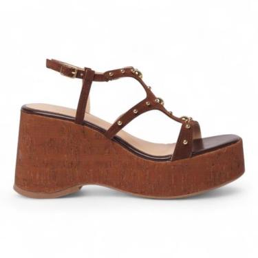 Imagem de Sandália Sapato da Corte Plataforma Tachas, Café, 36